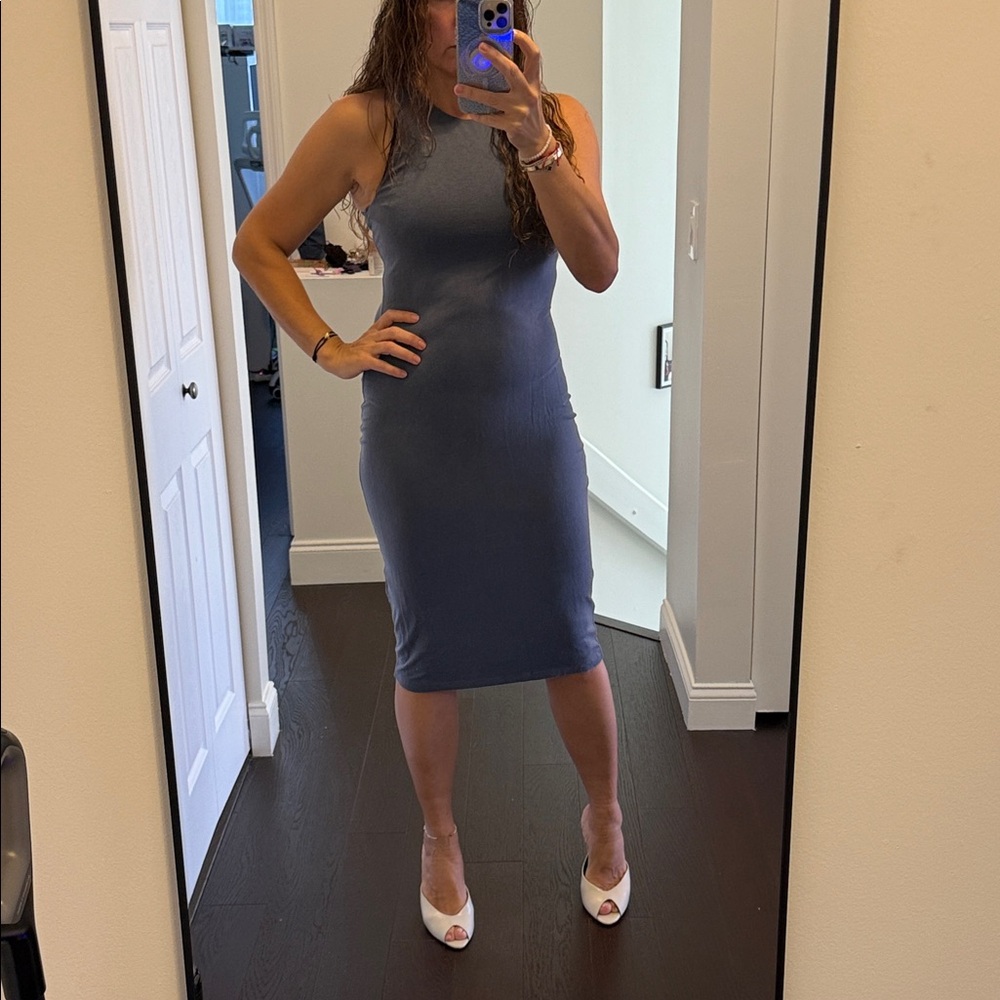 Sleeveless Blue Midi Dress